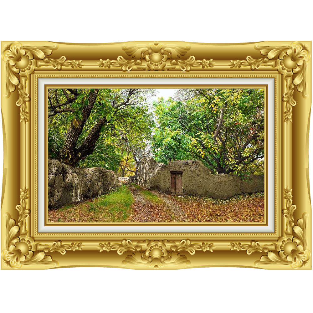 تابلو‌ فرش دستباف منظره کوچه باغ بهاری