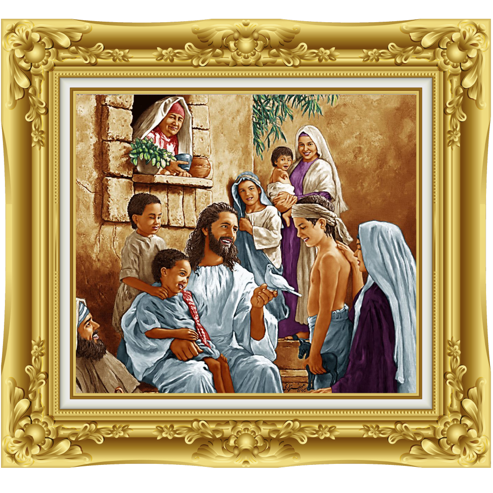 تابلو‌ فرش دستباف حضرت مسیح و کودکان