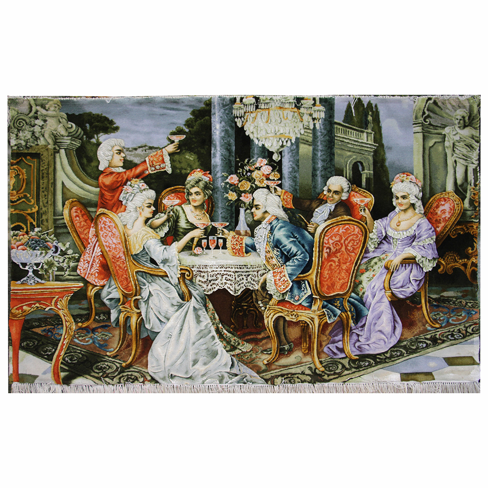 Azerbaijan-HandWoven-Pictorial-Carpet-21063 تابلو فرش دستباف شرابخوری کد 21063