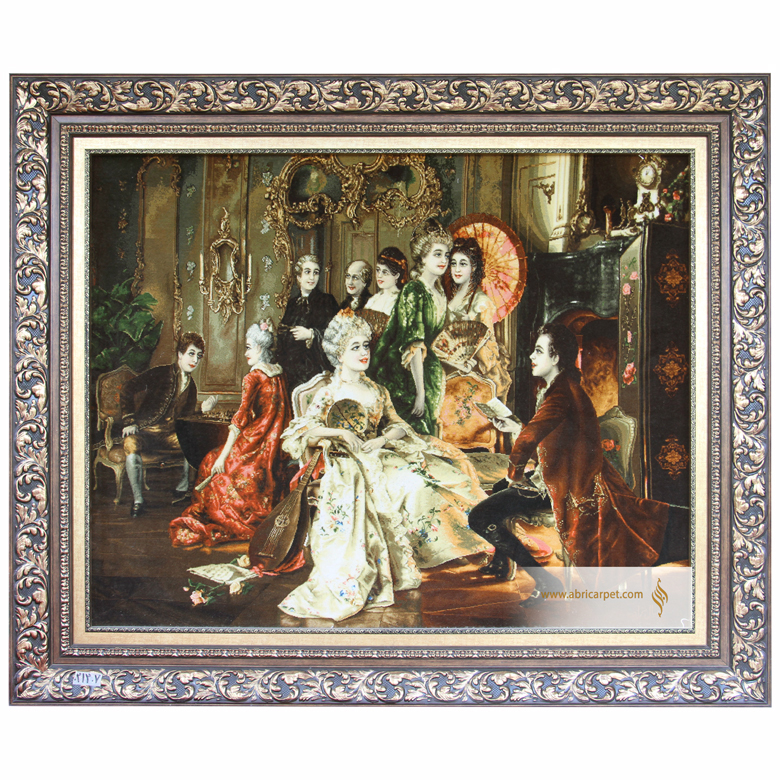 تابلو فرش دستبافت پیانو زن