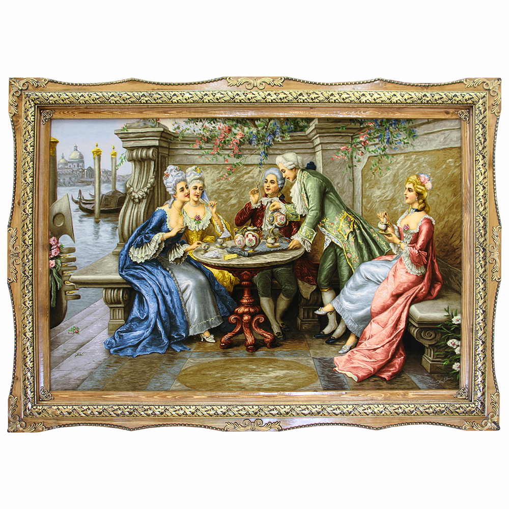 Azerbaijan-HandWoven-Pictorial-Carpet-21521 تابلوفرش دستباف مدل عصرانه ونیز کد 21521
