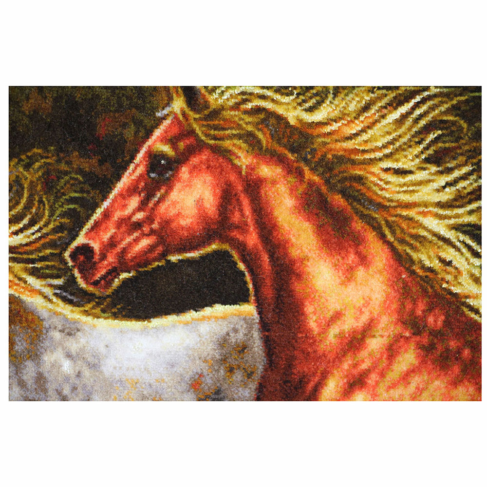 Azerbaijan-HandWoven-Pictorial-Carpet-21665 تابلوفرش دستباف گله اسب کد 21665