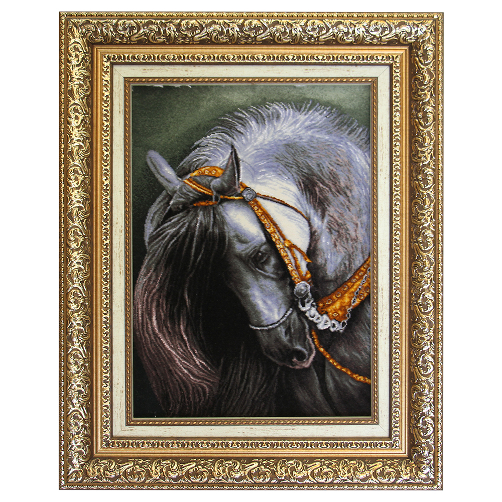 Azerbaijan-HandWoven-Pictorial-Carpet-22171 تابلوفرش دستباف اسب کد 22171