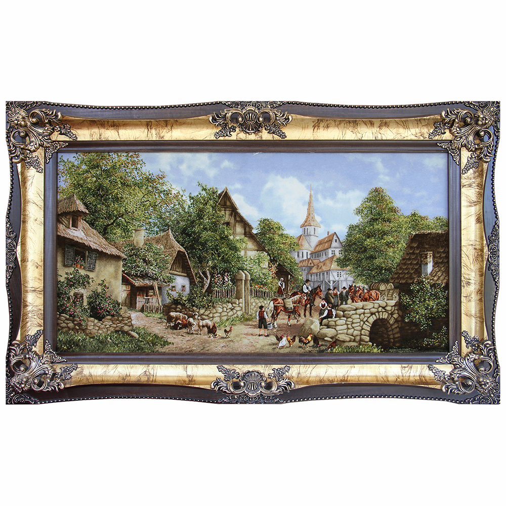 تابلو‌ فرش دستباف منظره دهکده