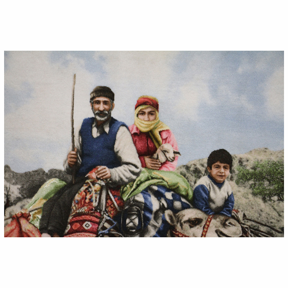 Azerbaijan-HandWoven-Pictorial-Carpet-52028 تابلوفرش دستباف کوچ عشایر کد 52028