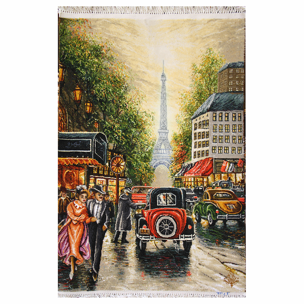 Azerbaijan-HandWoven-Pictorial-Carpet-52030 تابلوفرش دستباف مدل نیویورک کد 52030