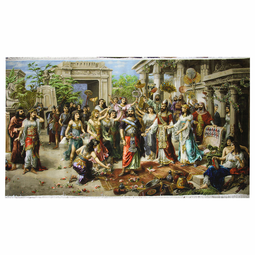 Azerbaijan-HandWoven-Pictorial-Carpet-81400 تابلوفرش دستباف مدل ملاقات حضرت سلیمان با ملکه سبا