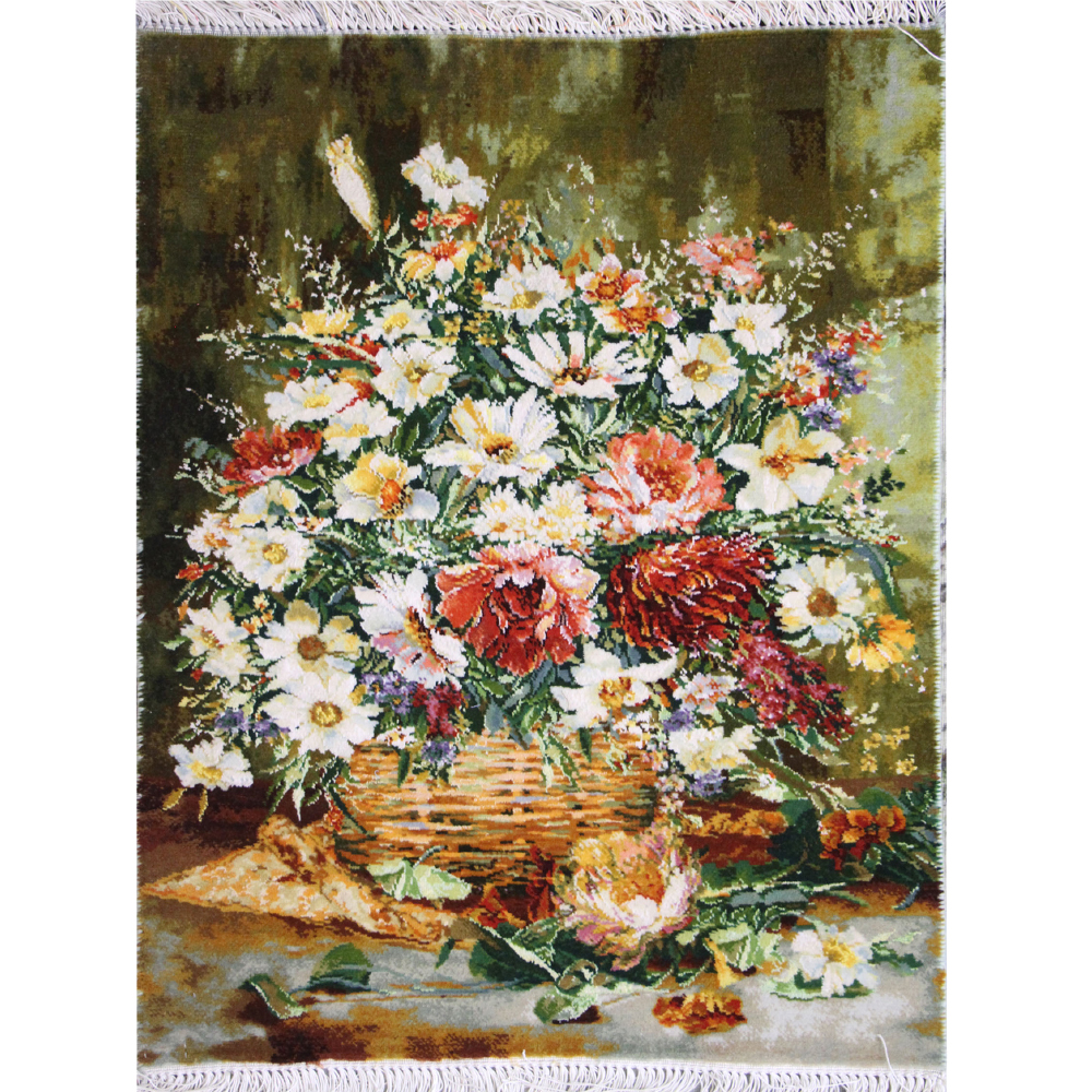 تابلو‌فرش دستباف گل سبد حصیری کد 71345