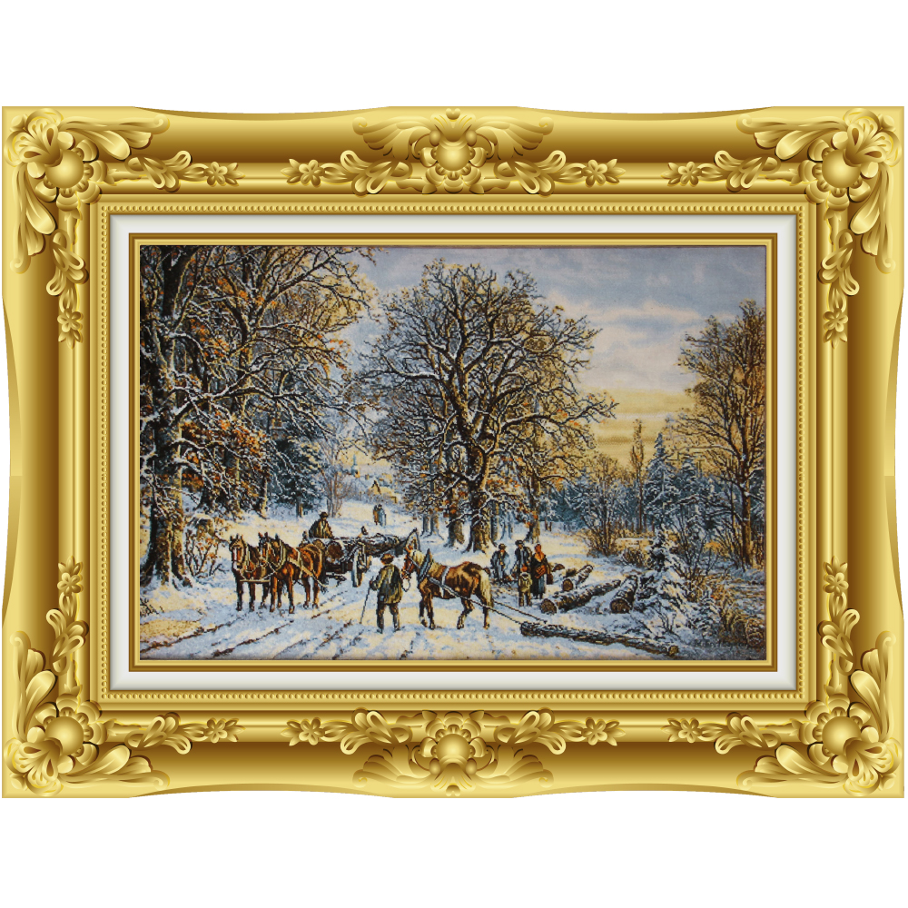 تابلو‌ فرش دستباف زمستان در کوهستان