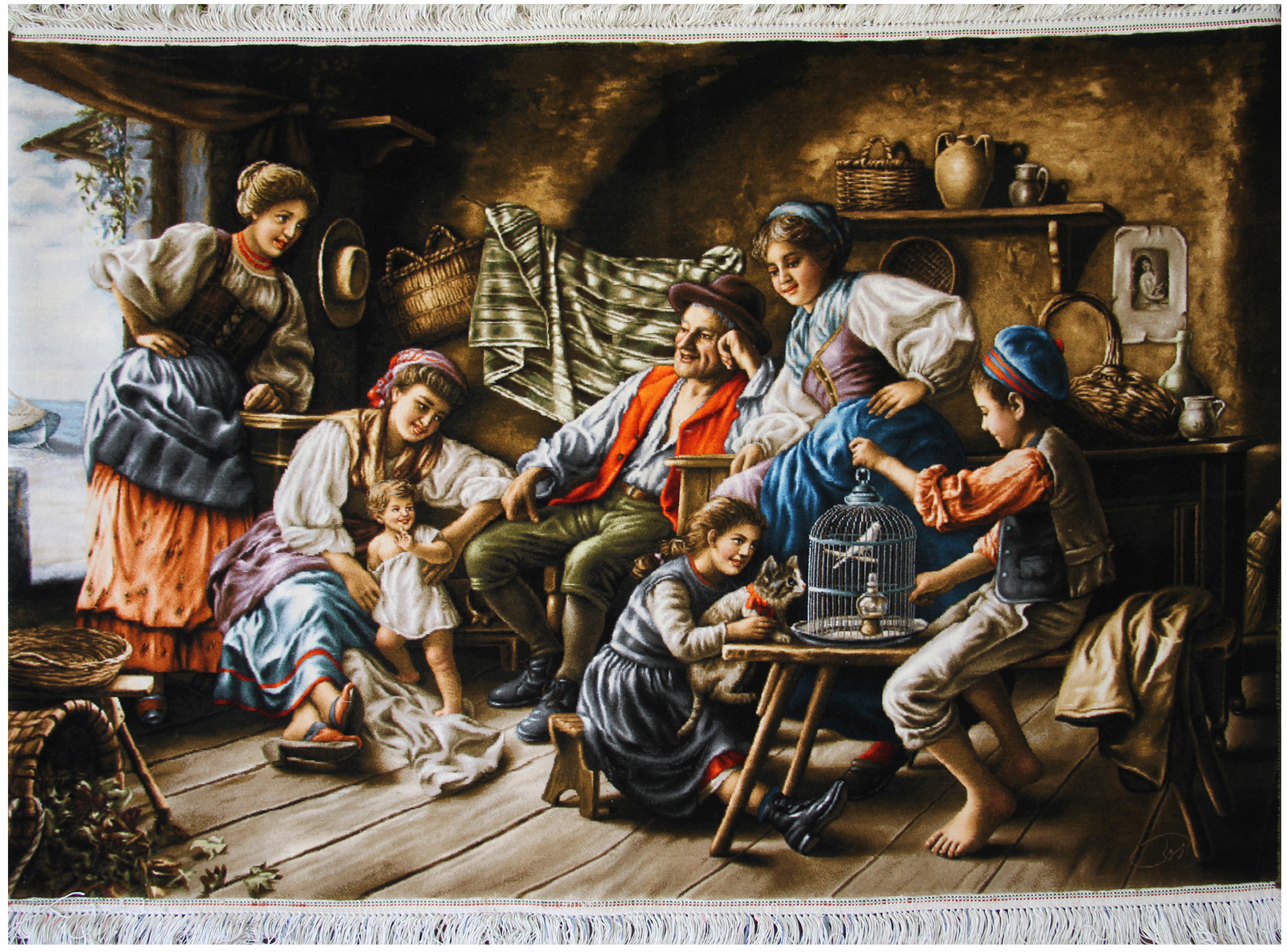 Tabriz-HandMade-Pictorial-Carpet-code-21855-AbriCarpet-1 تابلو فرش دستباف کانون خانواده