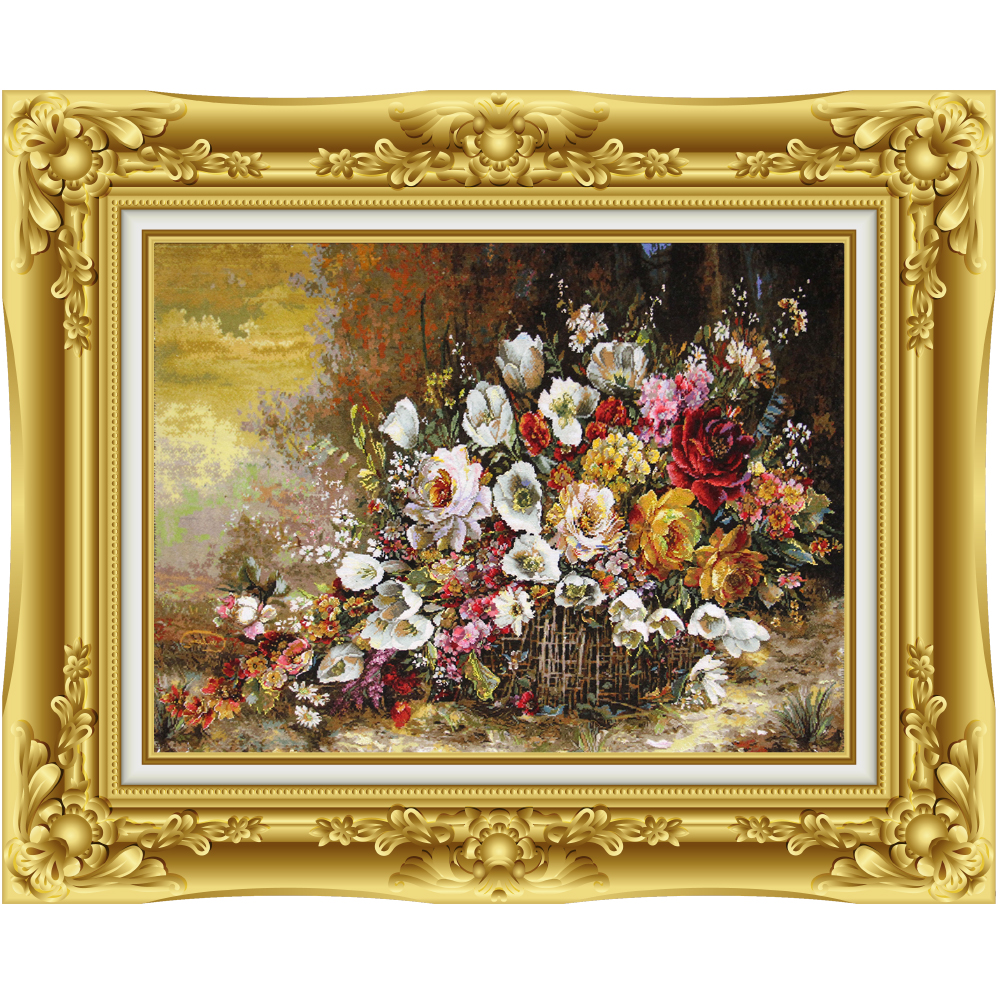 تابلو فرش دستباف سبد گل رز