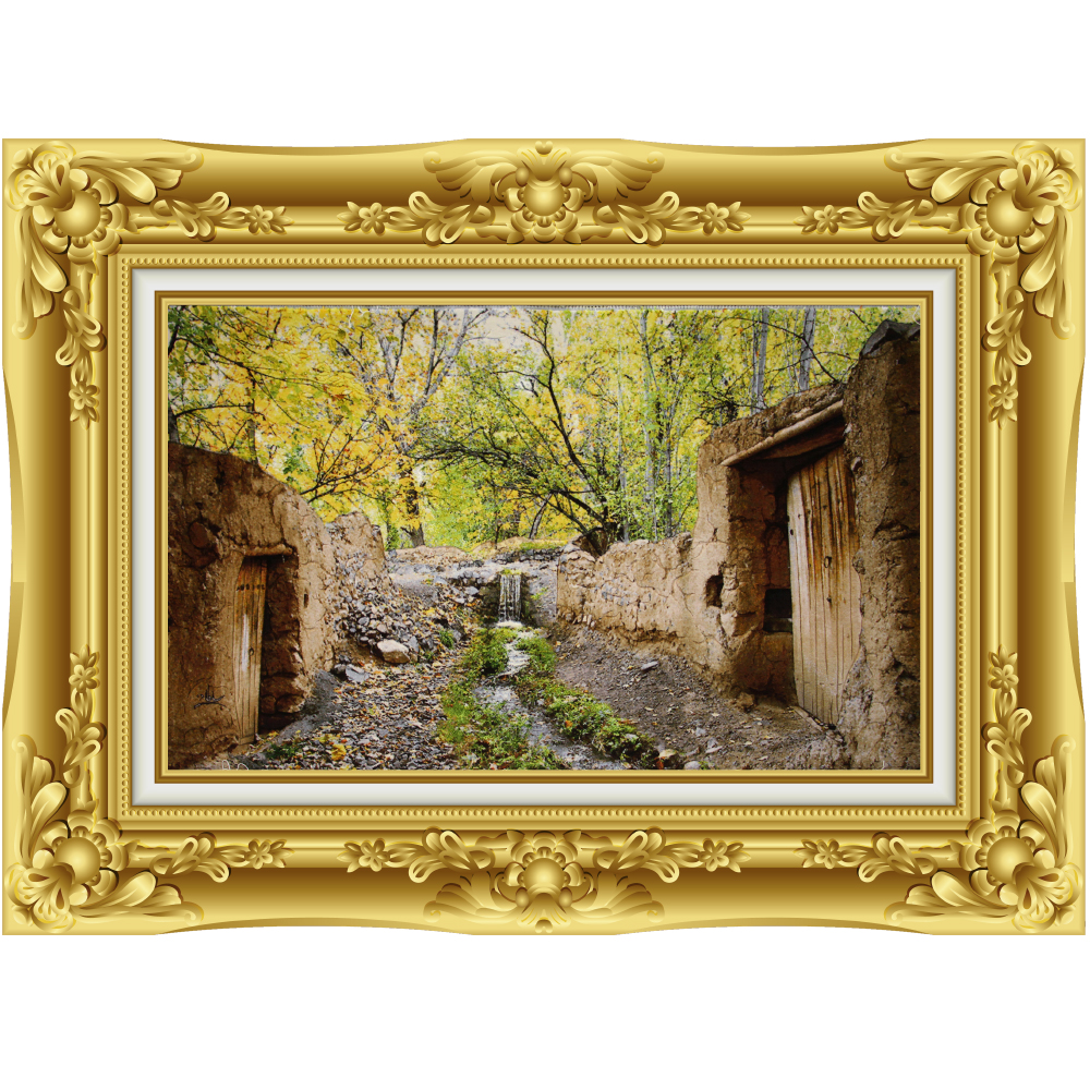 Tabriz-HandMade-Pictorial-Carpet-code51421-AbriCarpet-f1 تابلو فرش دستباف کوچهباغ پاییزی کد 51421