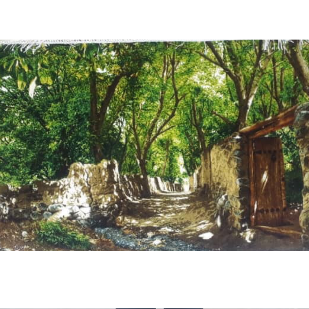 تابلوفرش دستباف کوچه باغ تابستانی